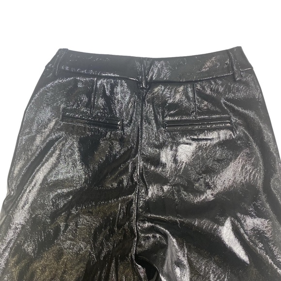 7 FOR MAN KIND The Matrix Black Shiny Faux Patent Leather Boot Cut Pants S NWT - Picture 6 of 16
